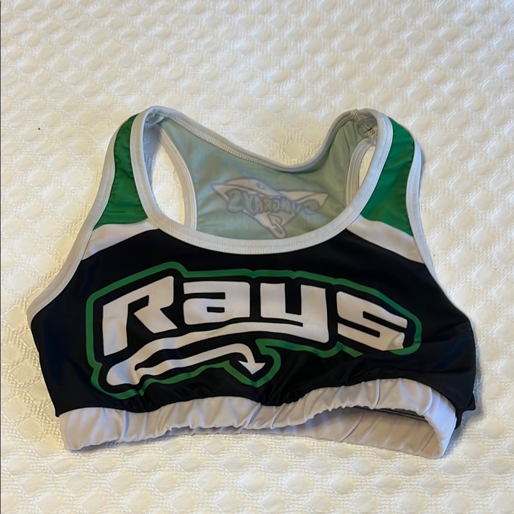 Women's Green and Black Swim Top